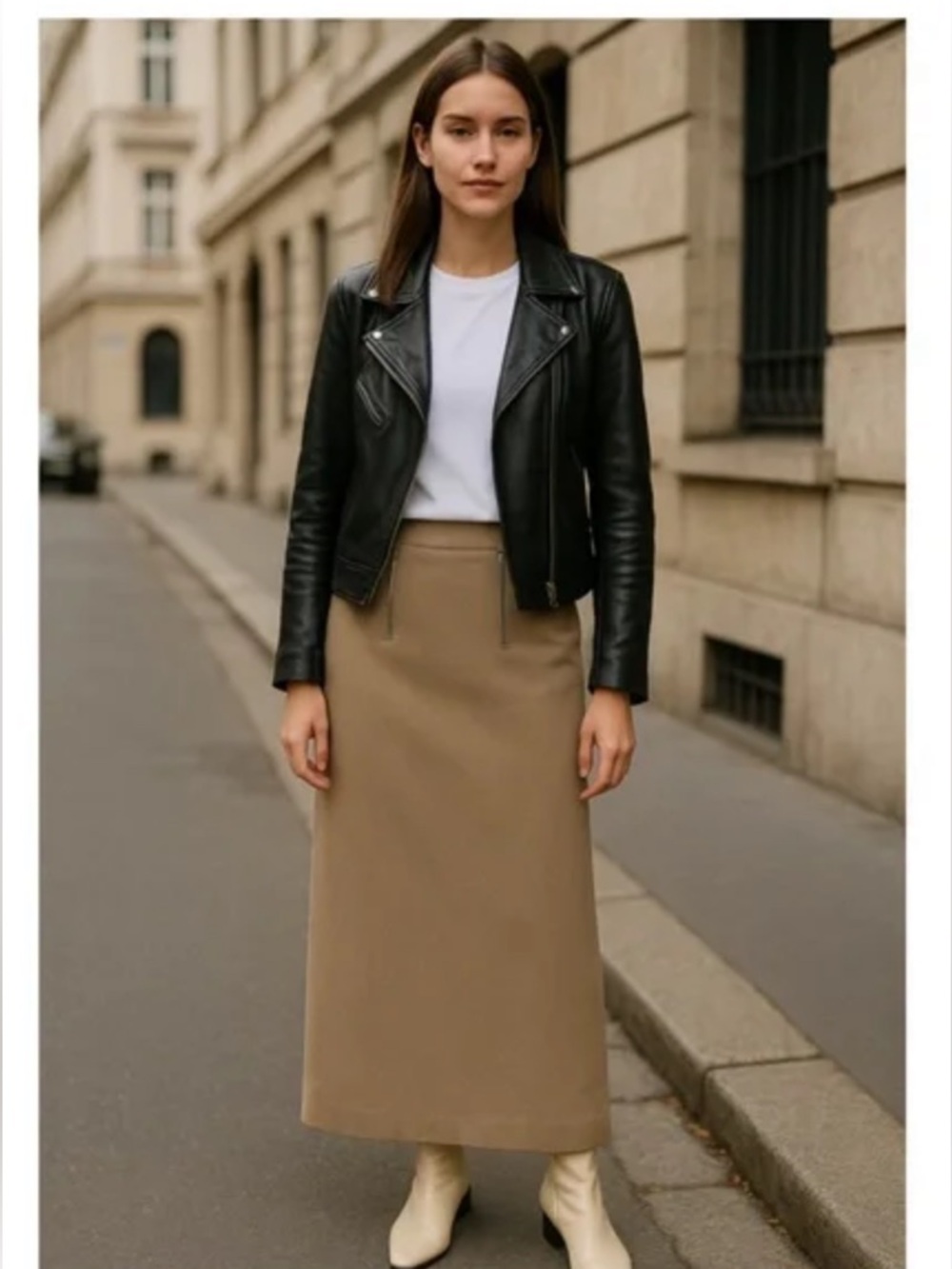 Zara | NWT Ribbed Tan Maxi Pencil Column Skirt Large